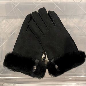Ugg suede fur lined black winter gloves